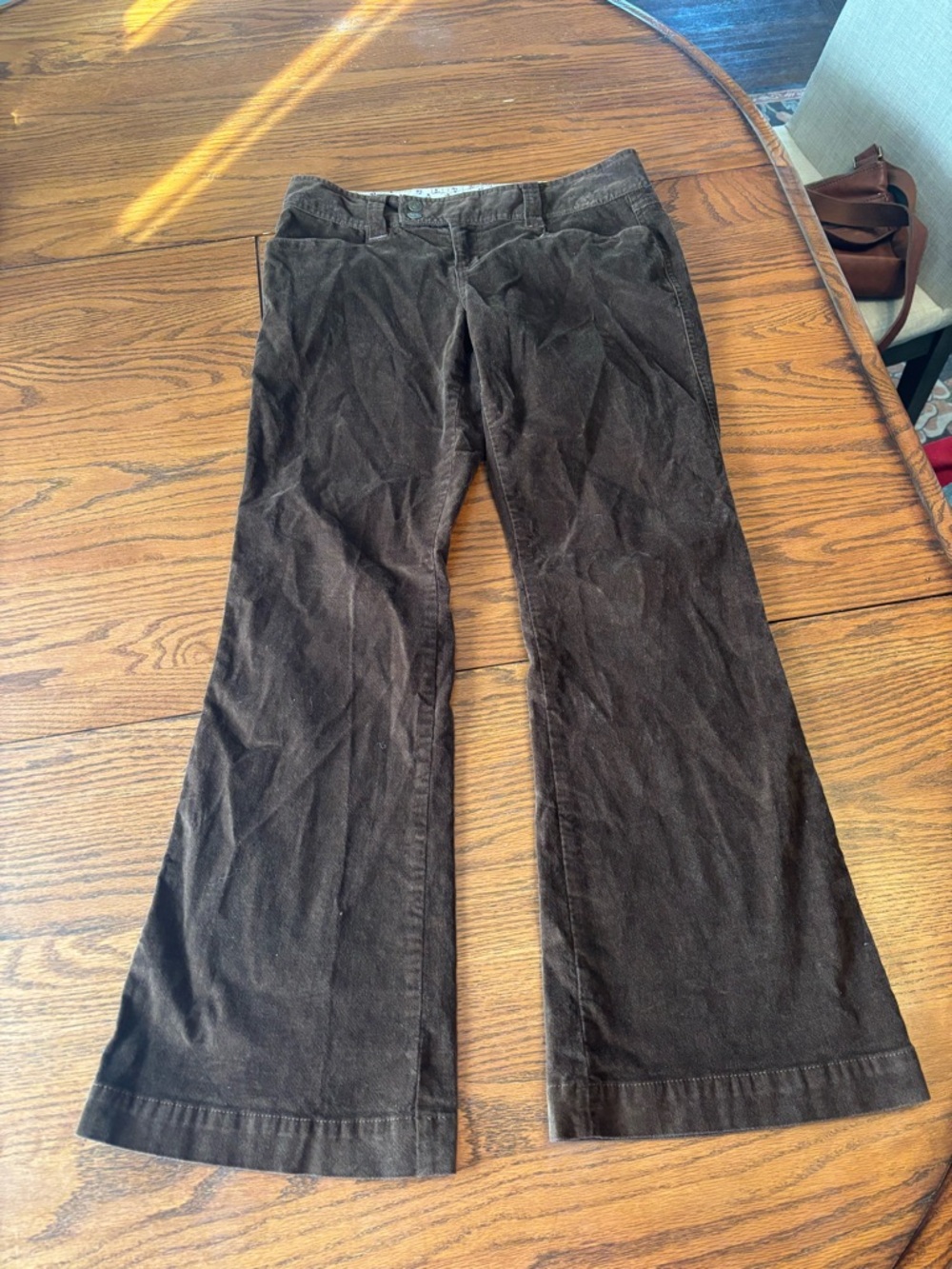 VTG Y2K Aeropostale low rise flare trousers pants velvet brown size 3/4 short